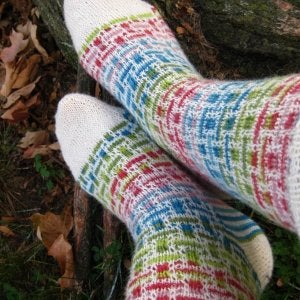 Basketweave Mosiac Socks #3 (K)